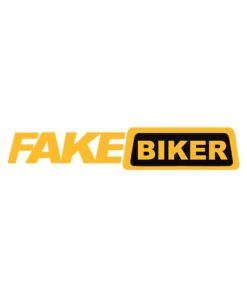 สติ๊กเกอร์ "FAKE BIKER" สติ๊กเกอร์ 3M สีเหลืองสะท้อนแสง ขนาด 15x3 cm สะท้อนแสงได้ดีในที่มืด