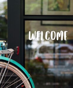 สติ๊กเกอร์ข้อความ "WELCOME" เป็นสติ๊กเกอร์ PVC ตกแต่งหน้าร้าน ติดผนัง ติดกระจก เพื่อความสวยงาม
