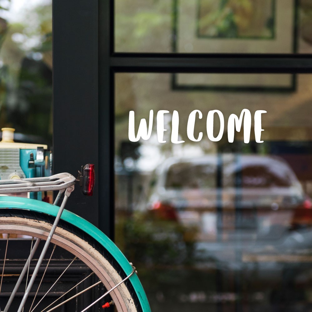 สติ๊กเกอร์ข้อความ "WELCOME" ขนาด 19x5 cm เป็นสติ๊กเกอร์ PVC ตกแต่งหน้าร้าน ติดผนัง ติดกระจก เพื่อความสวยงาม - Image 3