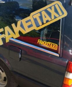 Alternative view of สติ๊กเกอร์ "FAKE TAXI" สติ๊กเกอร์ 3M สีเหลืองสะท้อนแสง ขนาด 15x3 cm สะท้อนแสงได้ดีในที่มืด
