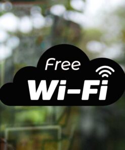 Alternative view of สติ๊กเกอร์ Free Wi-Fi พื้นดำ อักษรขาว ขนาด 20x10 cm ป้ายสติ๊กเกอร์ ติดง่าย สีไม่ซีด เป็นสติ๊กเกอร์ PVC