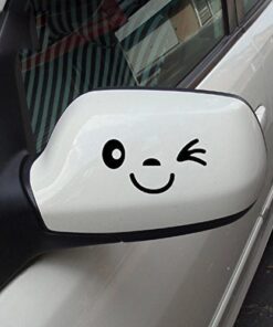 Alternative view of สติ๊กเกอร์ติดกระจกมองข้าง "หน้าการ์ตูนน่ารัก" เป็นสติ๊กเกอร์ PVC ทนแดดทนฝน 2ชิ้น ซ้ายและขวา สีขาว