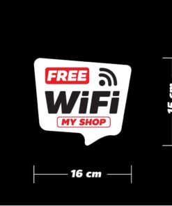 Alternative view of สติ๊กเกอร์ Free Wi-Fi พื้นสีขาว อักษรสีดำ ขนาด 16x15 cm ป้ายสติ๊กเกอร์ ติดง่าย สีไม่ซีด เป็นสติ๊กเกอร์ PVC