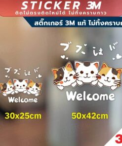 Alternative view of สติกเกอร์ตกแต่งลายการ์ตูนยินดีต้อนรับ welcome ป้องกันการชนกระจก สําหรับติดตกแต่งประตู หน้าต่าง กระจกบานเลื่อน 3M