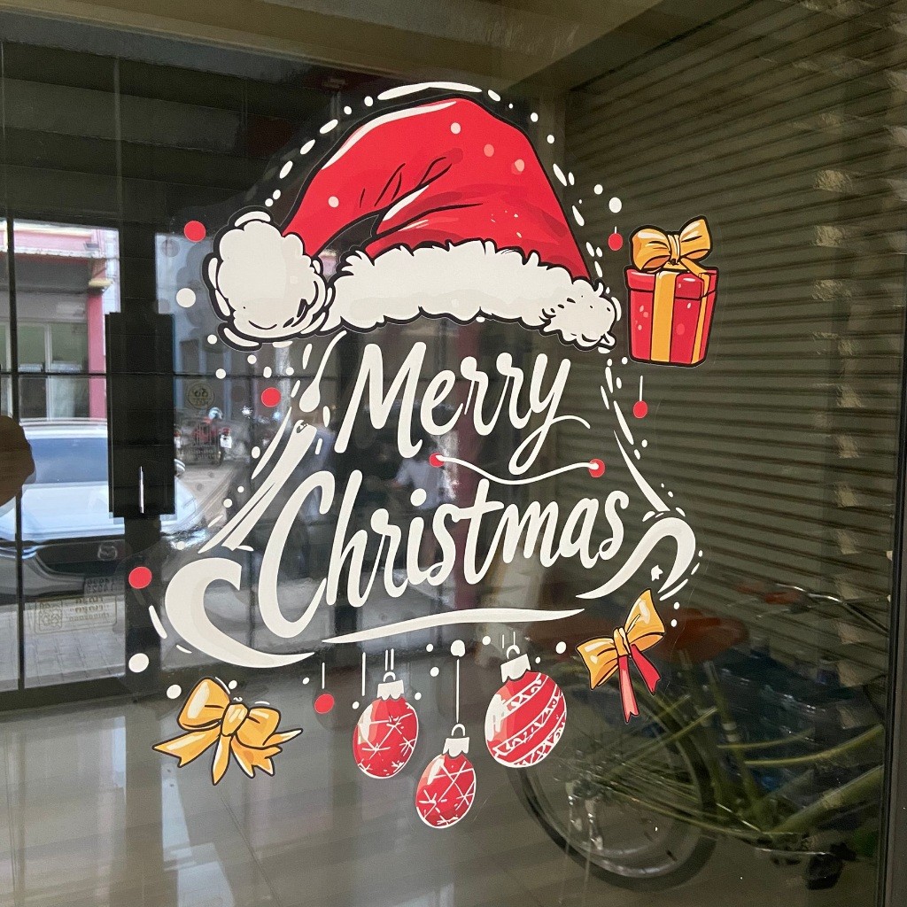 ตกแต่งกระจกหน้าร้านและบ้านให้สวยงามรับเทศกาลคริสต์มาส Christmas ไม่มีกาว! สติ๊กเกอร์ติดกระจกสูญญากาศ ติดง่าย - Image 2