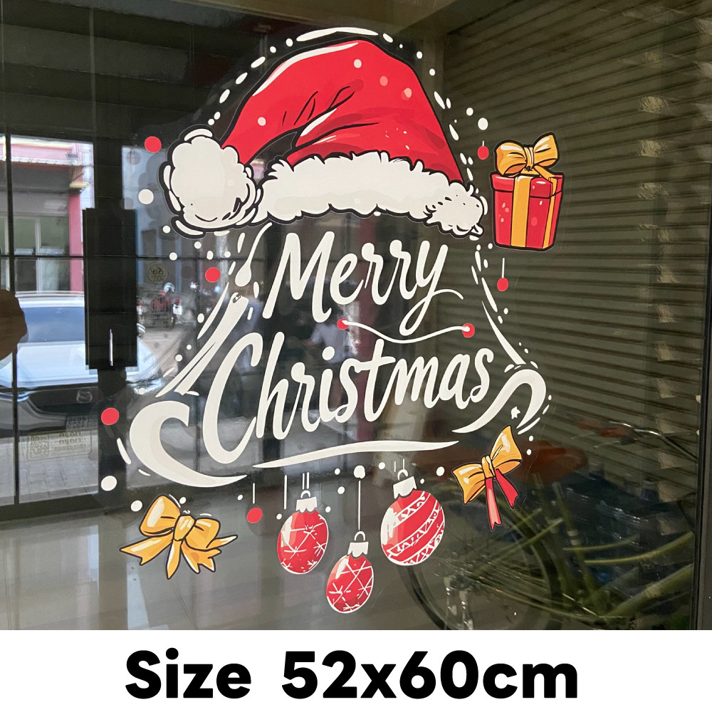ตกแต่งกระจกหน้าร้านและบ้านให้สวยงามรับเทศกาลคริสต์มาส Christmas ไม่มีกาว! สติ๊กเกอร์ติดกระจกสูญญากาศ ติดง่าย - Image 4